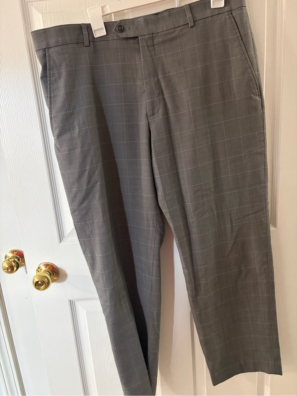 Stafford Gray Windowpane Dress Pants